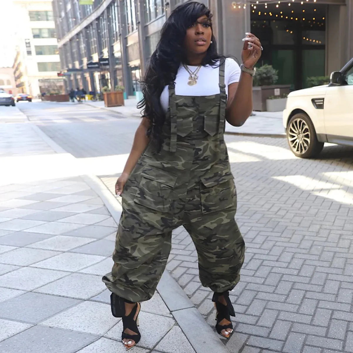 Women Fashion Casua Camouflage Loose Jumpsuits