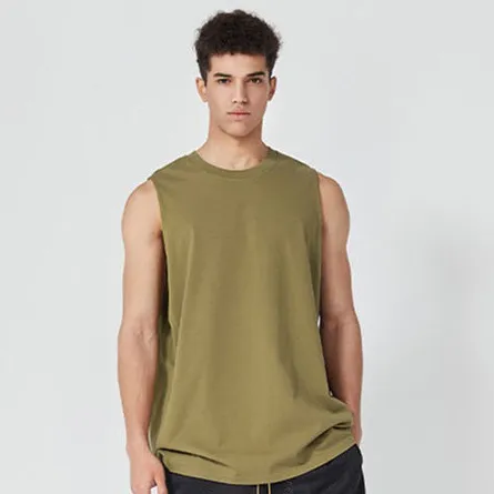 Men Fashion Casual Summer Solid Color Sleeveless Breathable Loose Tank Top