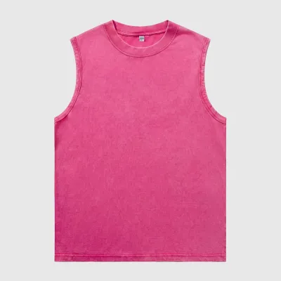 Men'S Fashion Casual Retro Summer Solid Color Wash Cotton Sleeveless Tank Top