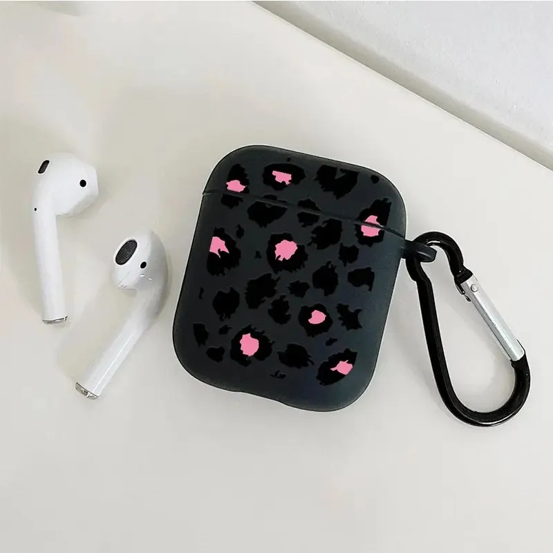 Women Fashion Rose Black Leopard Bluetooth Earphone Case