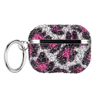 Women Fashion Leopard Rhinestone Bluetooth Earphone Case