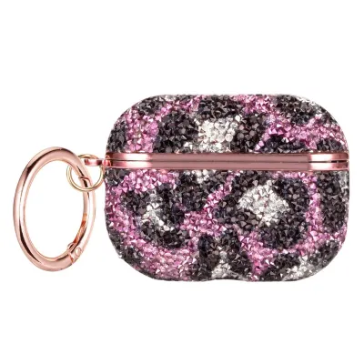 Women Fashion Leopard Rhinestone Bluetooth Earphone Case