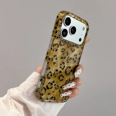 Women Fashion Gold Foil Glitter Leopard Iphone Case