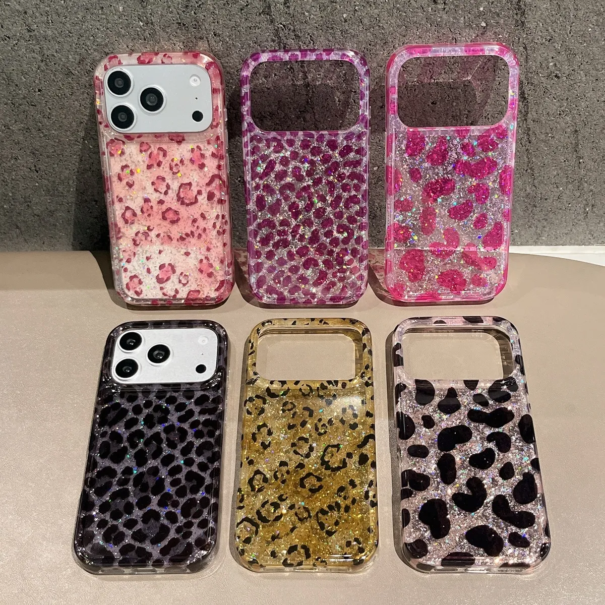 Women Fashion Gold Foil Glitter Leopard Iphone Case