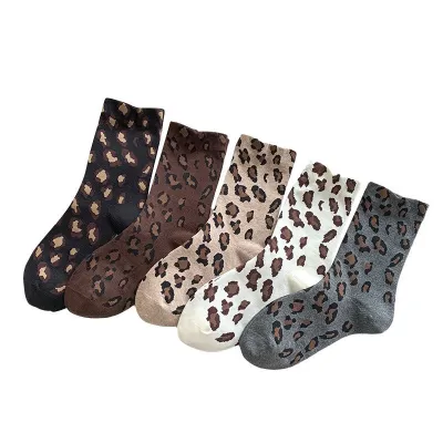 Women Fashion Casual Leopard Mid-Length Socks