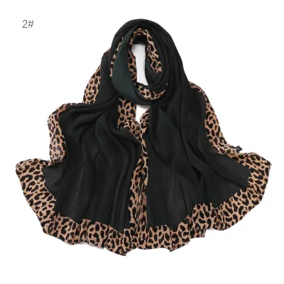 Women Fashion Casual Autumn And Winter Leopard Edge Cotton Linen Long Scarf