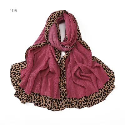 Women Fashion Casual Autumn And Winter Leopard Edge Cotton Linen Long Scarf