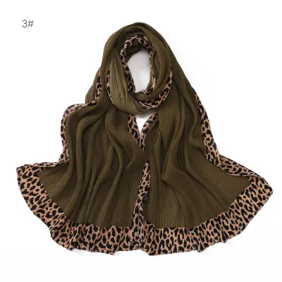 Women Fashion Casual Autumn And Winter Leopard Edge Cotton Linen Long Scarf