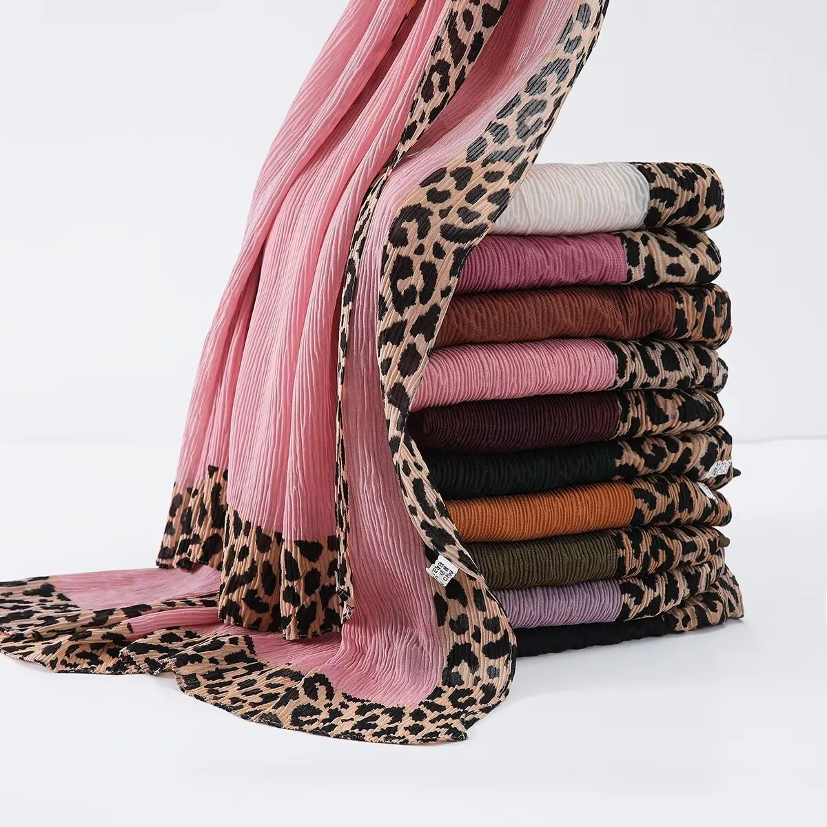 Women Fashion Casual Autumn And Winter Leopard Edge Cotton Linen Long Scarf