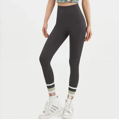 Women Fashion Casual Solid Color Pocket Yoga Leggings
