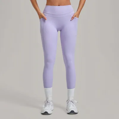 Women Fashion Casual Solid Color Side Pockets Quick-Drying Tight Sports Yoga Leggings