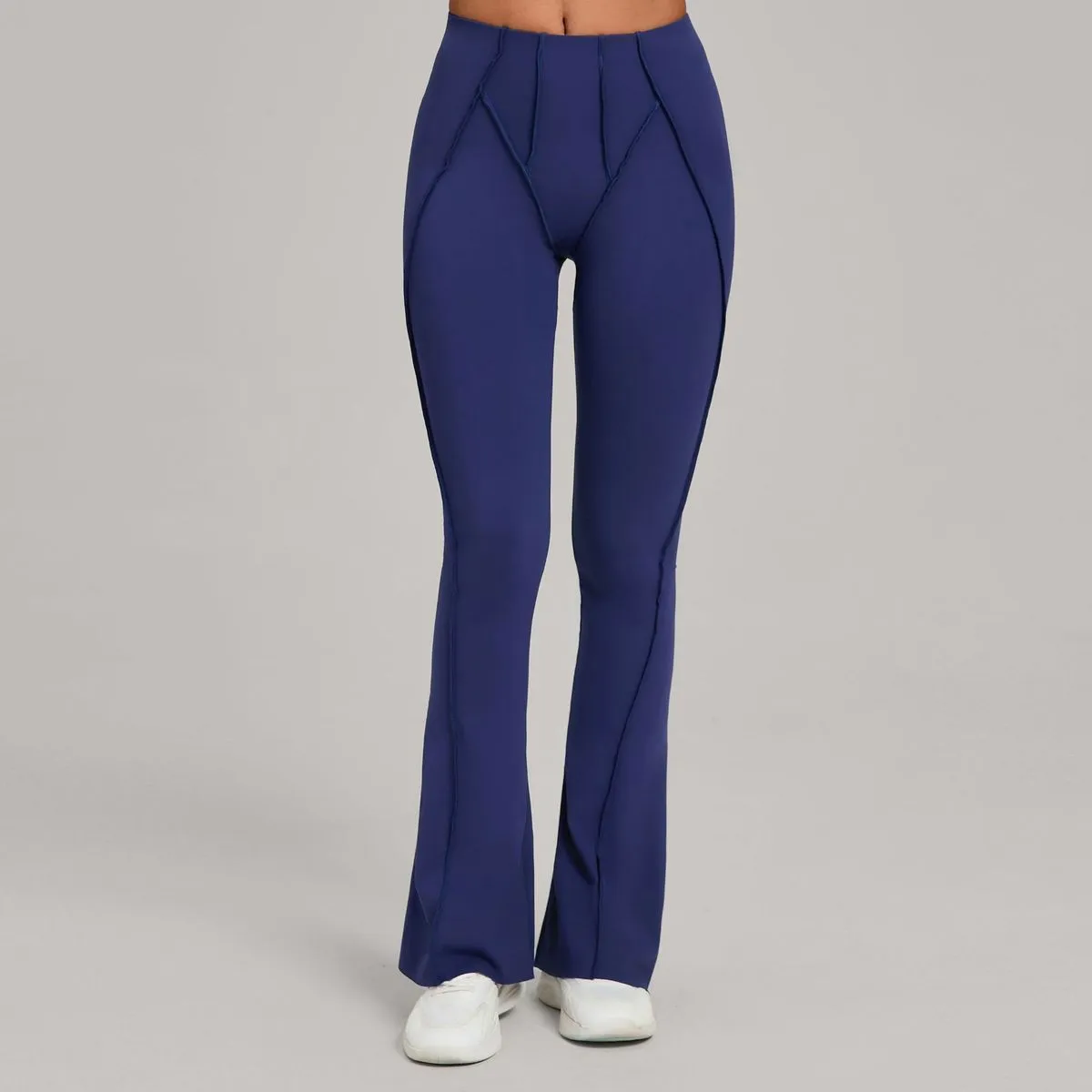 Women Fashion Casual Solid Color Tight High Waist Yoga Flared Pants Leggings