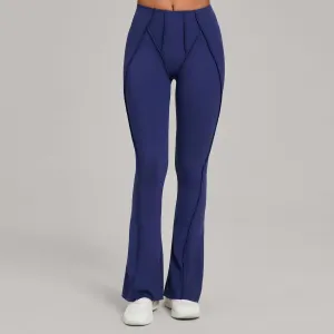 Women Fashion Casual Solid Color Tight High Waist Yoga Flared Pants Leggings
