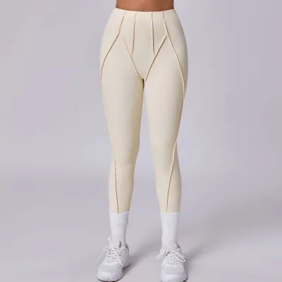 Women Fashion Solid Color Three-Dimensional Line Sports Yoga Leggings