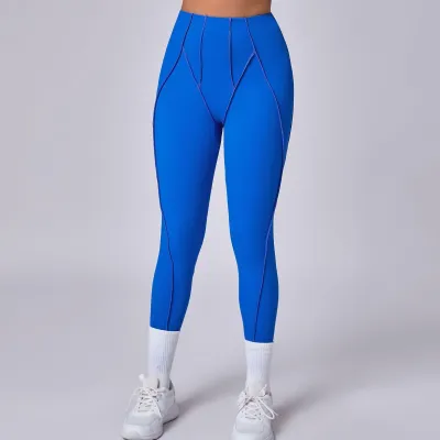 Women Fashion Solid Color Three-Dimensional Line Sports Yoga Leggings