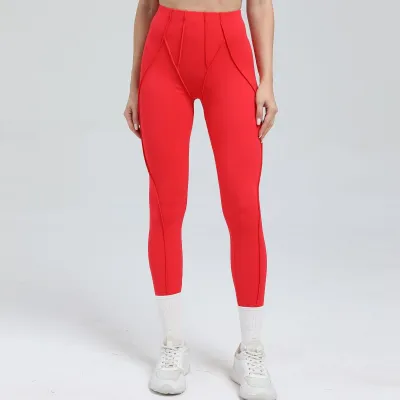 Women Fashion Solid Color Three-Dimensional Line Sports Yoga Leggings