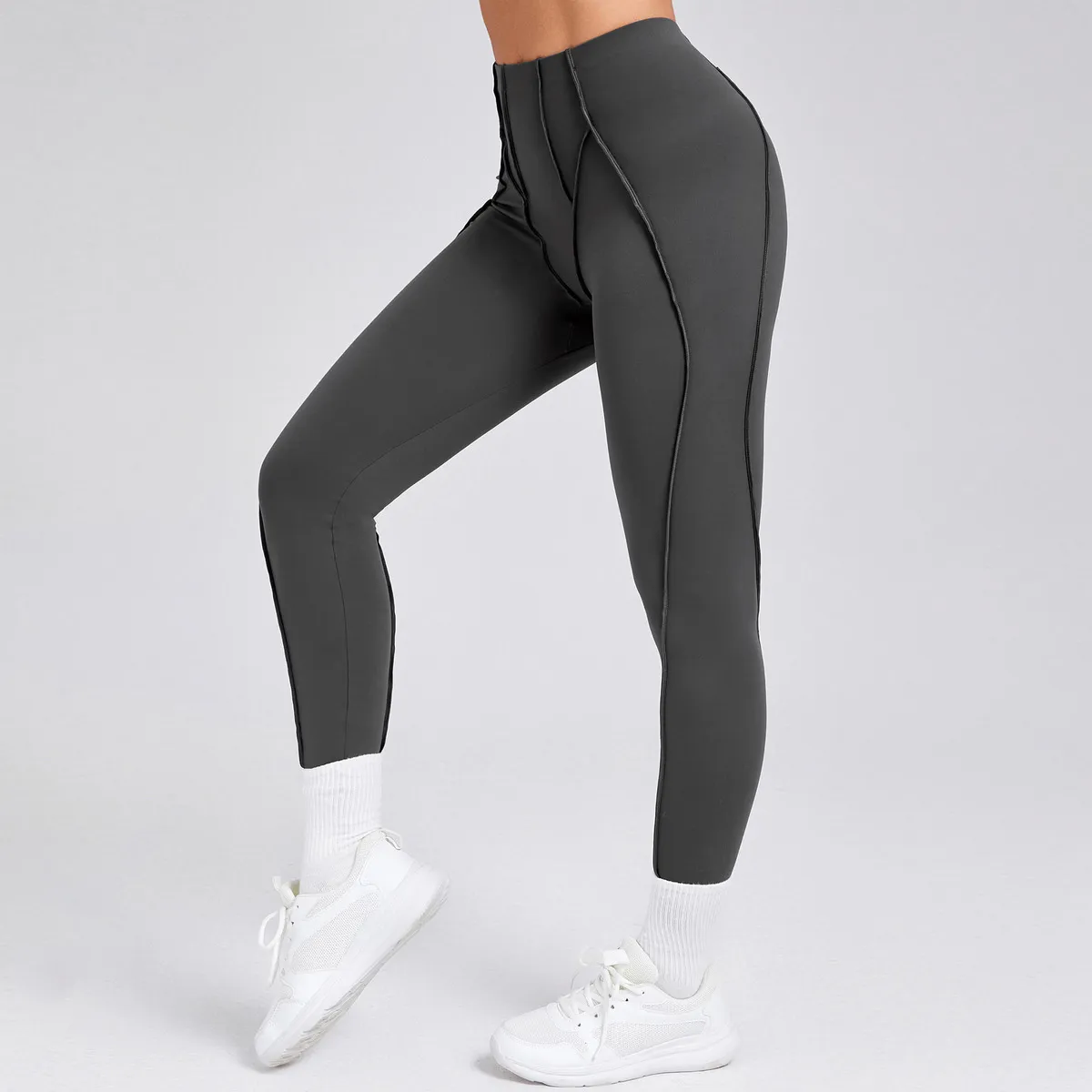 Women Fashion Solid Color Three-Dimensional Line Sports Yoga Leggings