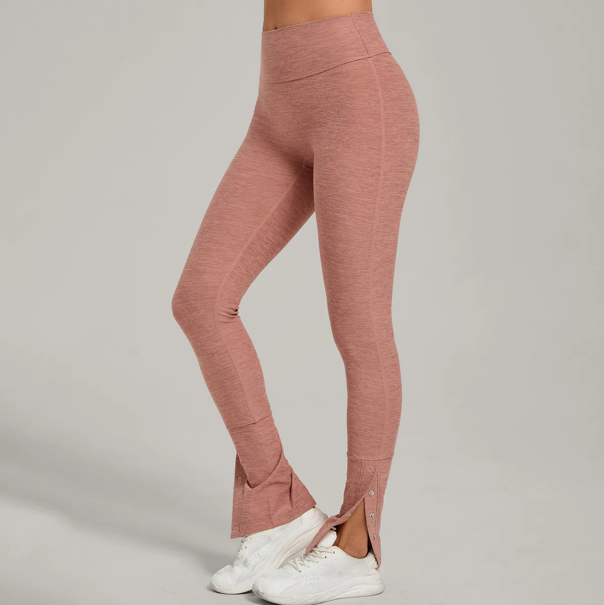 Women Fashion Solid Color High Waist Side Split Yoga Sports Leggings