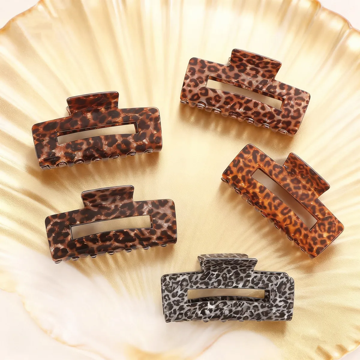 Vintage Leopard Hollow Square Hair Accessories