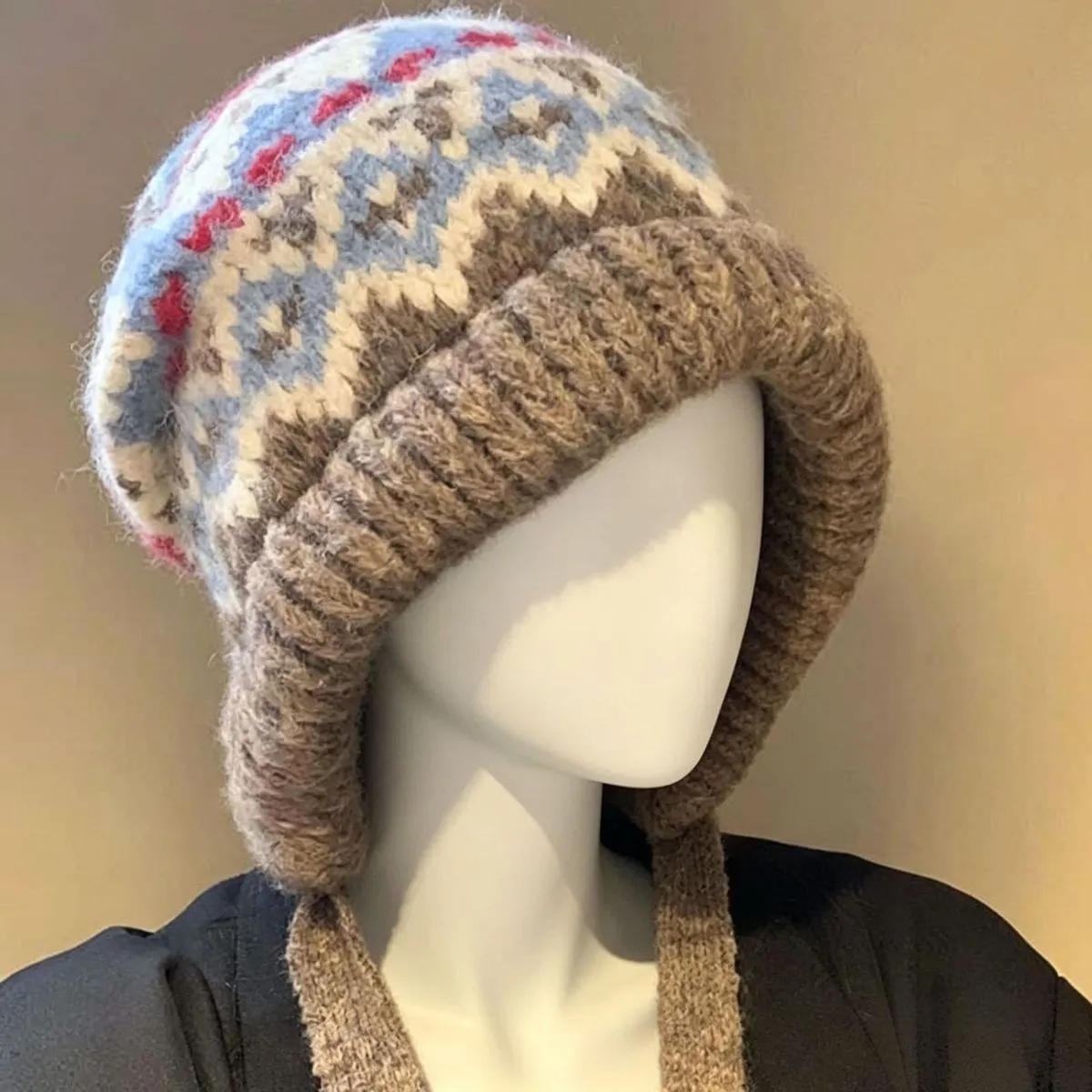 Women Fashion Autumn And Winter Big Head Circumference Double-Layer Thickened Warm Knitted Hat