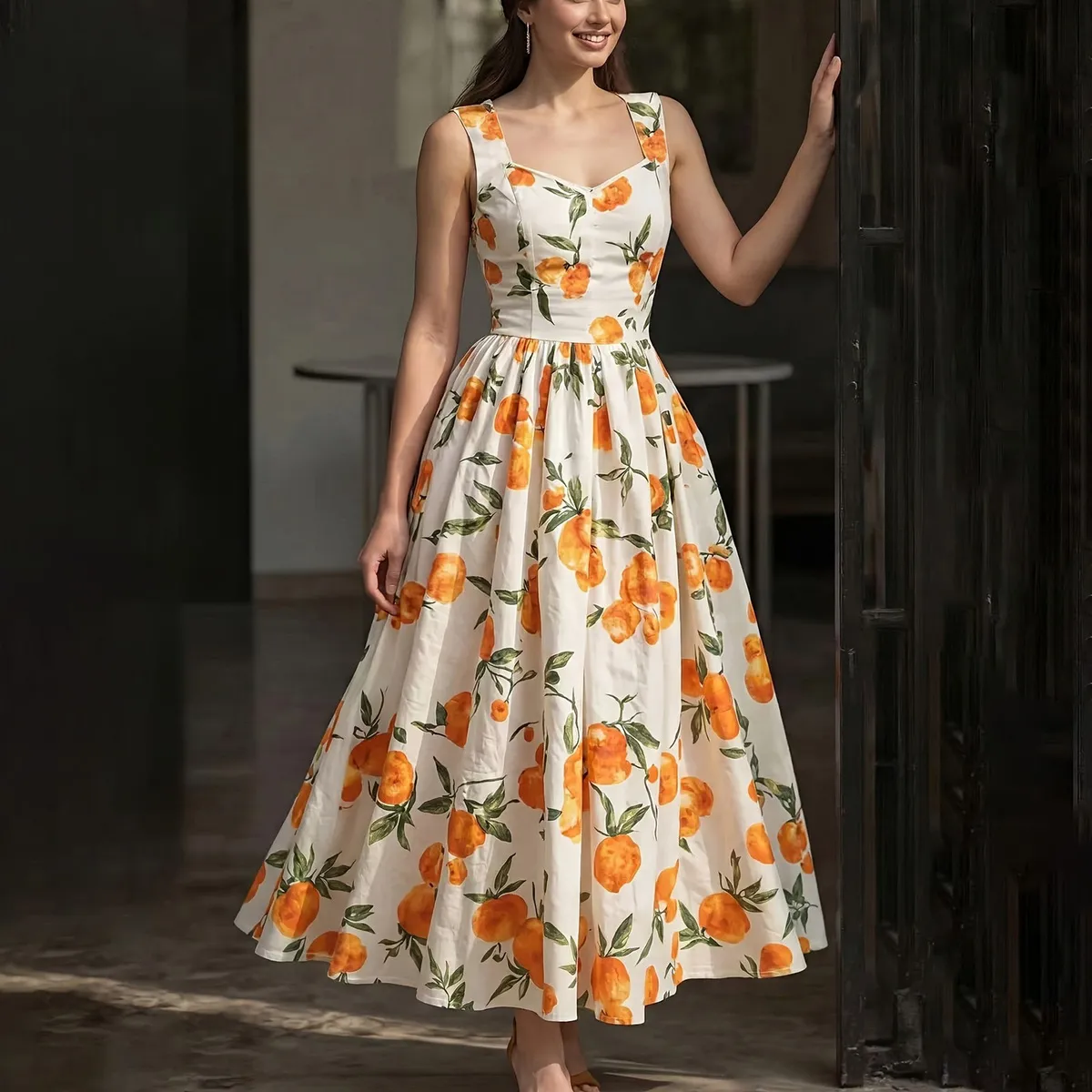Women Fashion Summer Printed Sleeveless A-Line Dress