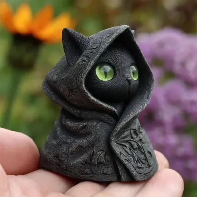 Fashion Creative Cape Gothic Black Cat Statue