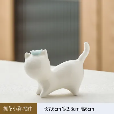 Fashion Cute Ceramic Small Cat Ornaments Tea Ceremony Accessories