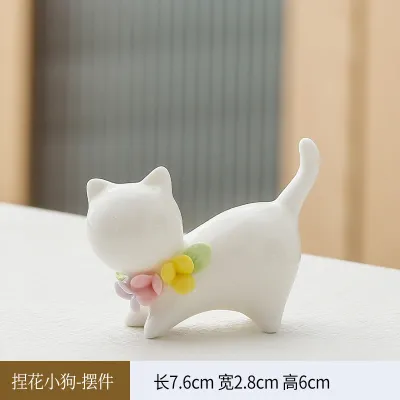 Fashion Cute Ceramic Small Cat Ornaments Tea Ceremony Accessories
