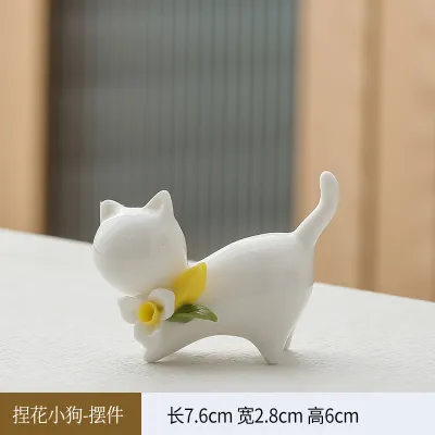 Fashion Cute Ceramic Small Cat Ornaments Tea Ceremony Accessories