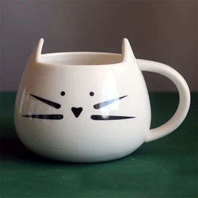 Fashion Creative Cute Black White Cat Ceramic Cup