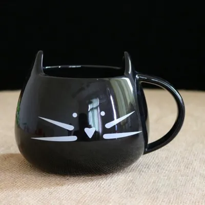 Fashion Creative Cute Black White Cat Ceramic Cup