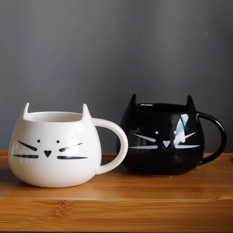 Fashion Creative Cute Black White Cat Ceramic Cup