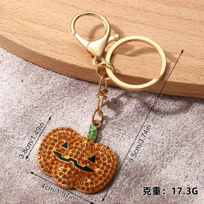 Halloween Fashion Rhinestone Pumpkin Ghost Keychain