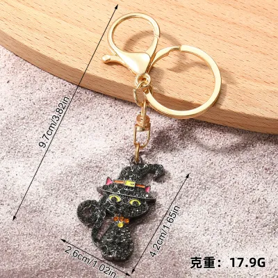 Halloween Fashion Rhinestone Pumpkin Ghost Keychain
