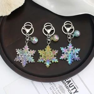 Christmas Fashion Colorful Acrylic Snowflake Pendant Keychain