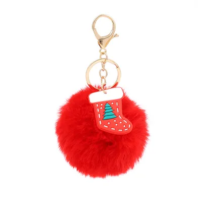 Christmas Fashion Creative Cartoon Cute Plush Fur Ball Pendant Keychain