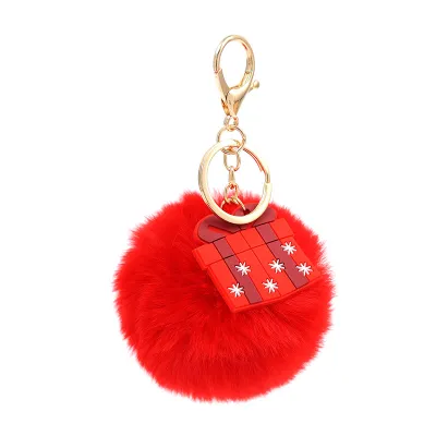 Christmas Fashion Creative Cartoon Cute Plush Fur Ball Pendant Keychain