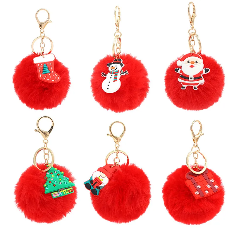 Christmas Fashion Creative Cartoon Cute Plush Fur Ball Pendant Keychain