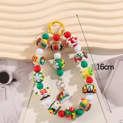 Christmas Fashion Cartoon Hand-Painted Beaded Keychain