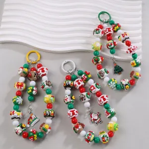 Christmas Fashion Cartoon Hand-Painted Beaded Keychain