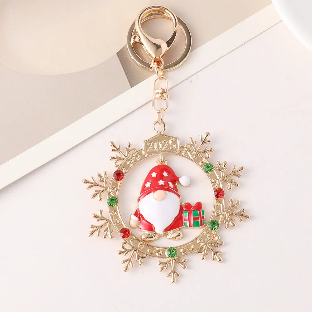 Christmas Fashion Diamond-Encrusted Santa Claus Snowflake Keychain