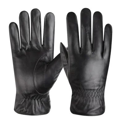Men'S Fashion Casual Winter Fleece-Lined Warm Genuine Leather Gloves
