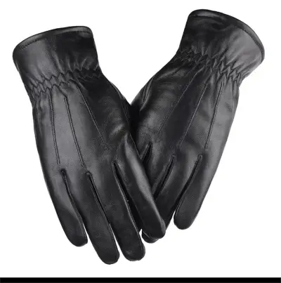 Men'S Fashion Casual Winter Fleece-Lined Warm Genuine Leather Gloves