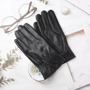 Men'S Fashion Casual Winter Fleece-Lined Warm Genuine Leather Gloves