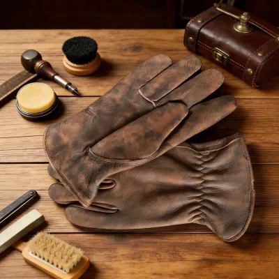 Fashion Retro Irregular Riding Leather Gloves