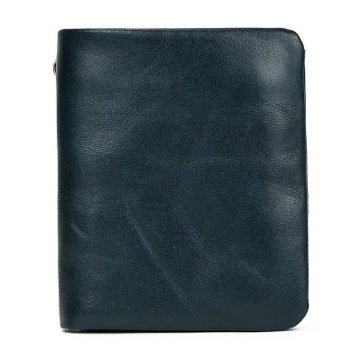 Fashion Casual Solid Color Oil Wax Leather Multi-Card Short Wallet