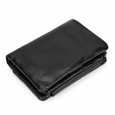 Fashion Solid Color Genuine Leather Multi-Card Layer Cowhide Tri-Fold Short Wallet