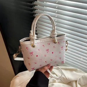 Women Fashion Casual Bowknot Printed Handbag