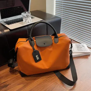 Women Fashion Casual Solid Color Large Capacity Portable Travel Handbag