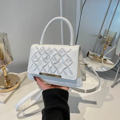 Women Fashion Casual Simple Embroidery Small Square Bag Large Capacity Handbag